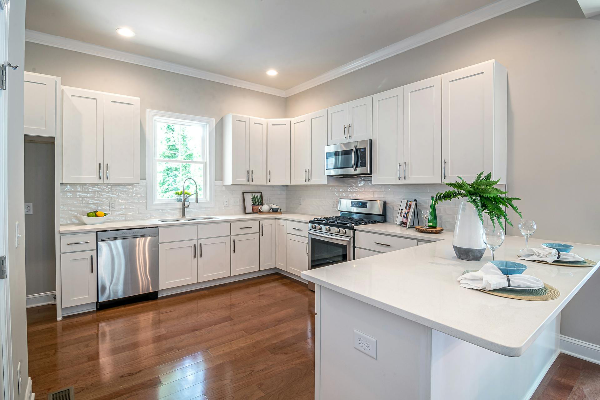 Modern kitchen with refrigerator and freezer