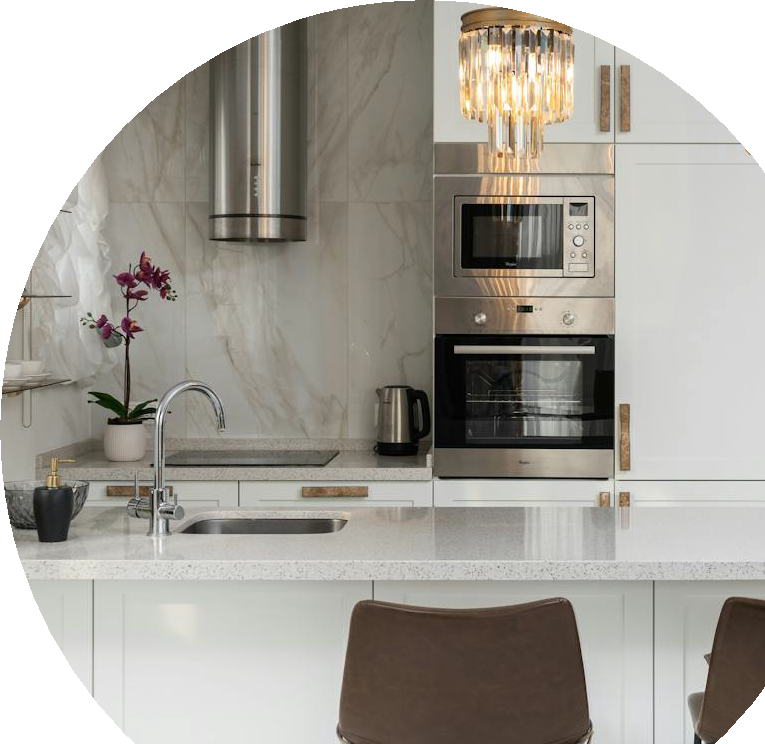 Modern kitchen with built-in appliances